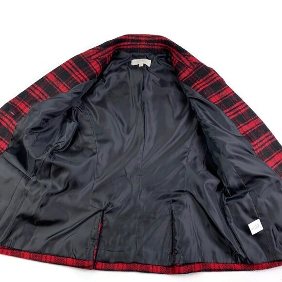 Talbots Wool Blend Red/Black Plaid Blazer Women's Size 10 Petite - Picture 5 of 8